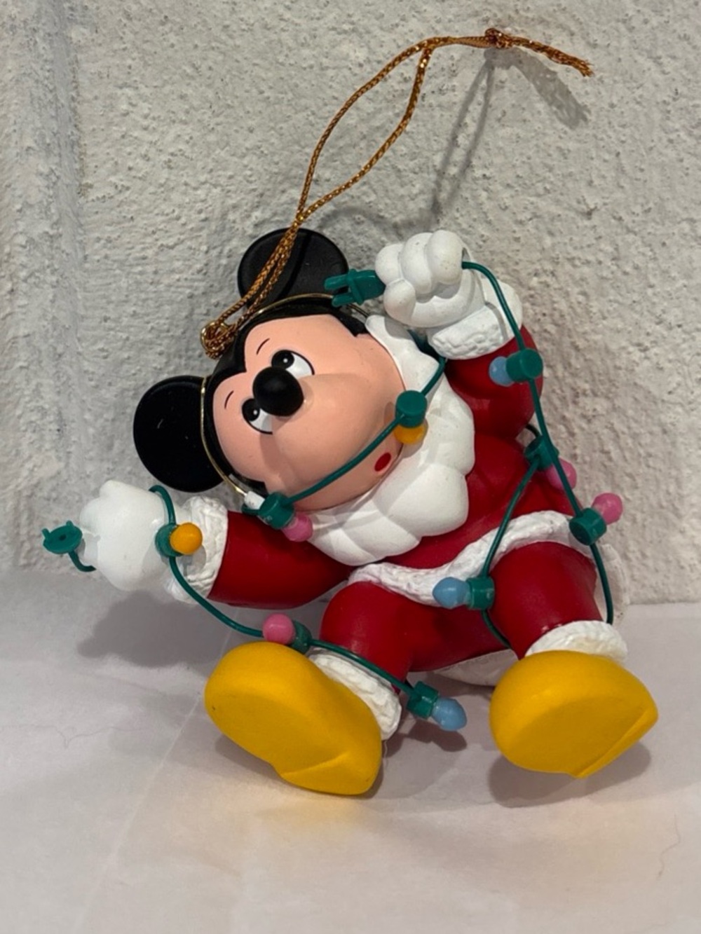 Disney Grolier Christmas Magic Ornament Mickey Mouse Tangled in Lights